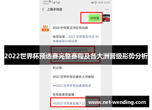 2022世界杯预选赛完整赛程及各大洲晋级形势分析