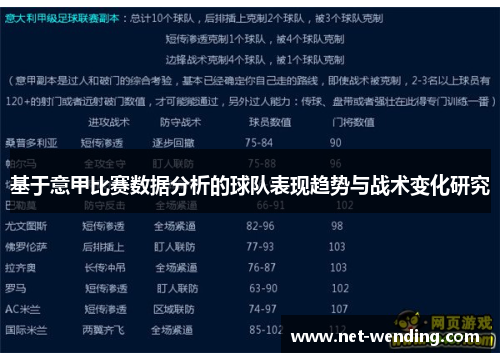 基于意甲比赛数据分析的球队表现趋势与战术变化研究